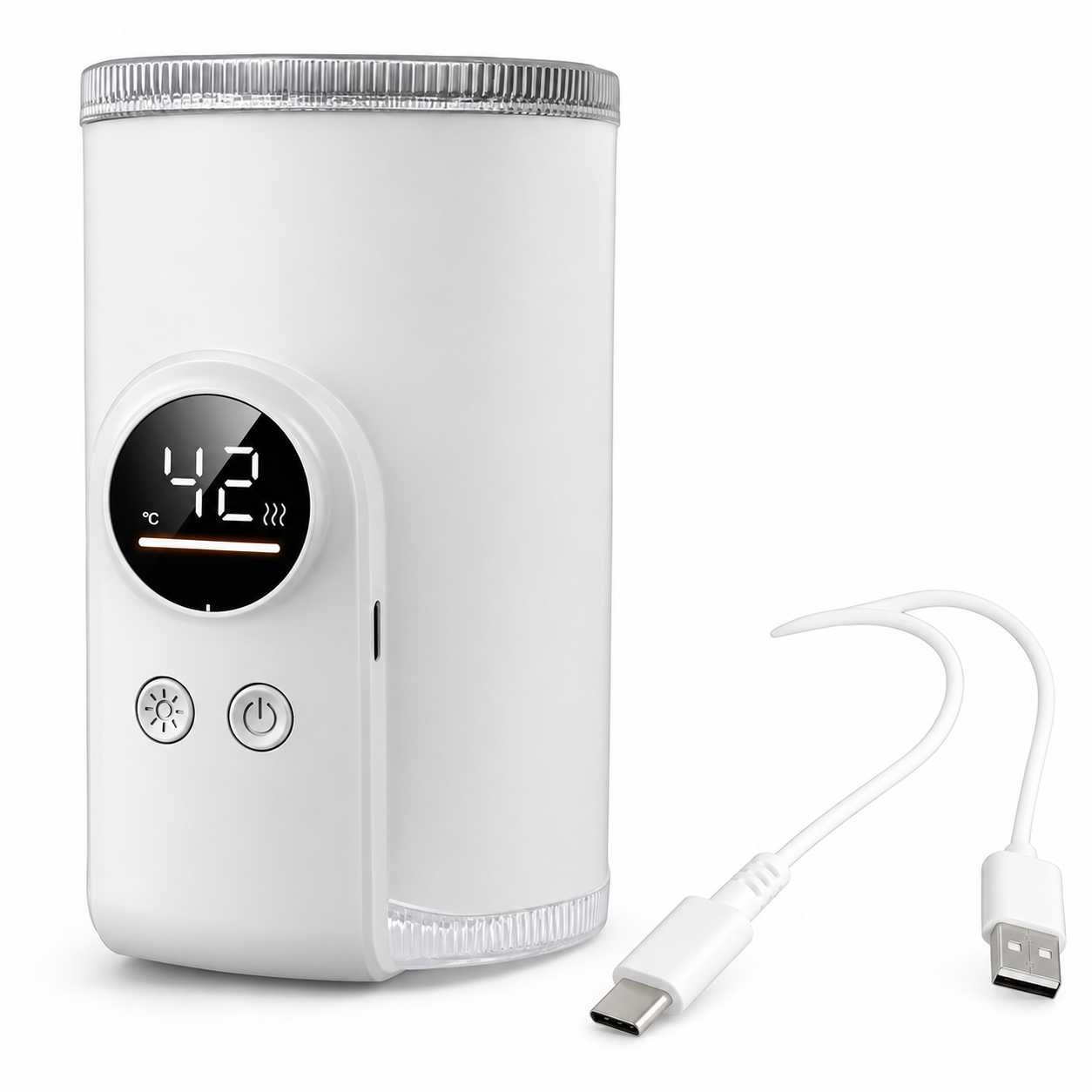 chauffe biberon nomade blanc et cable.