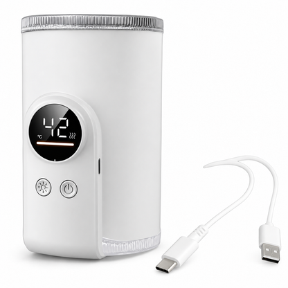 chauffe biberon nomade blanc et cable.