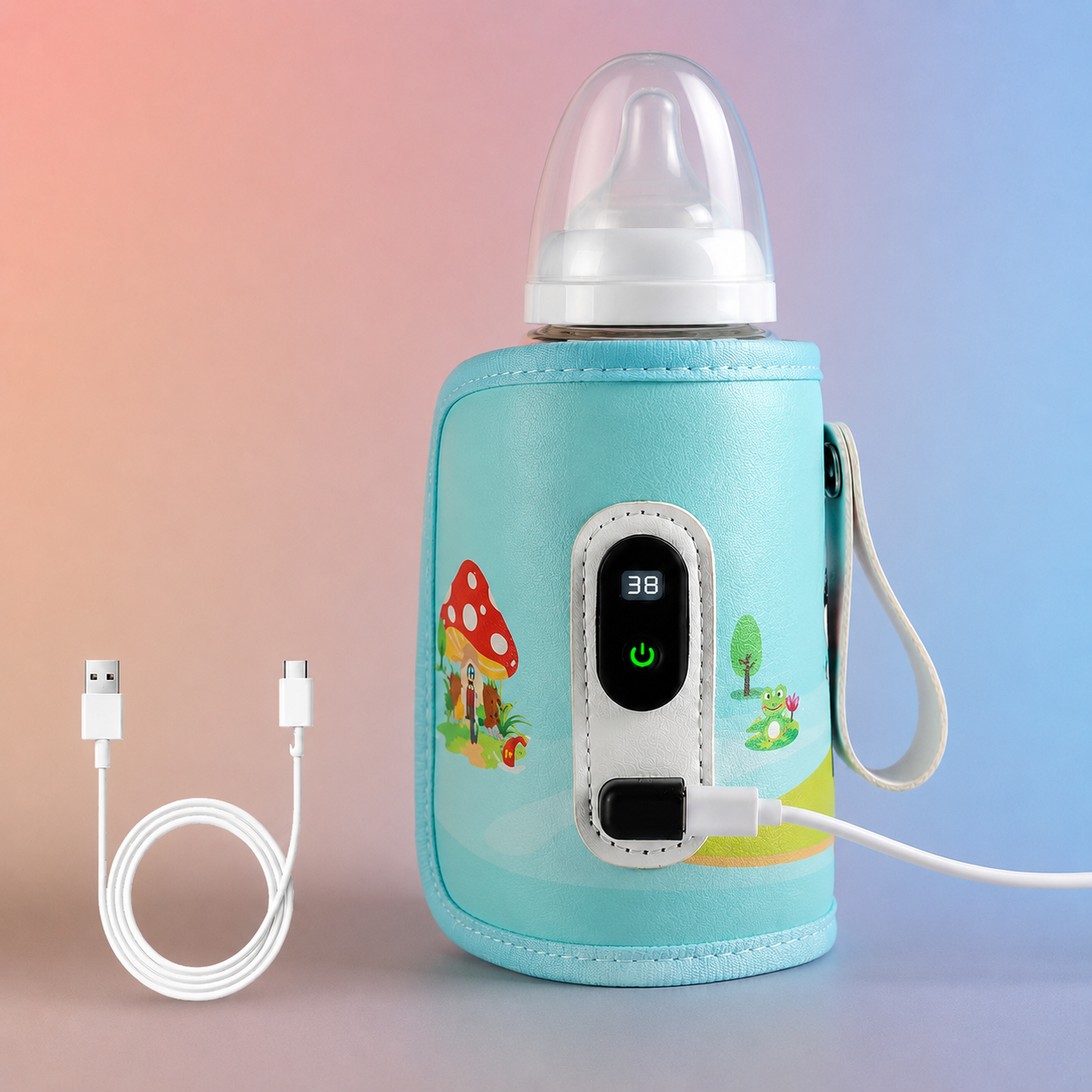 chauffe biberon portable bleu.