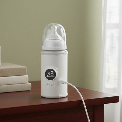 chauffe biberon portable sur table blanc.