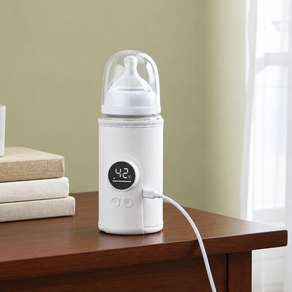 chauffe biberon portable sur table blanc.