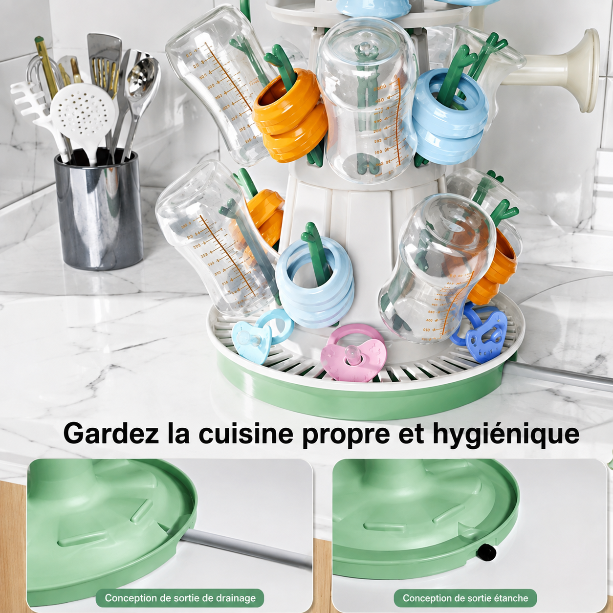 egouttoir biberon cuisine propre et hygienique.