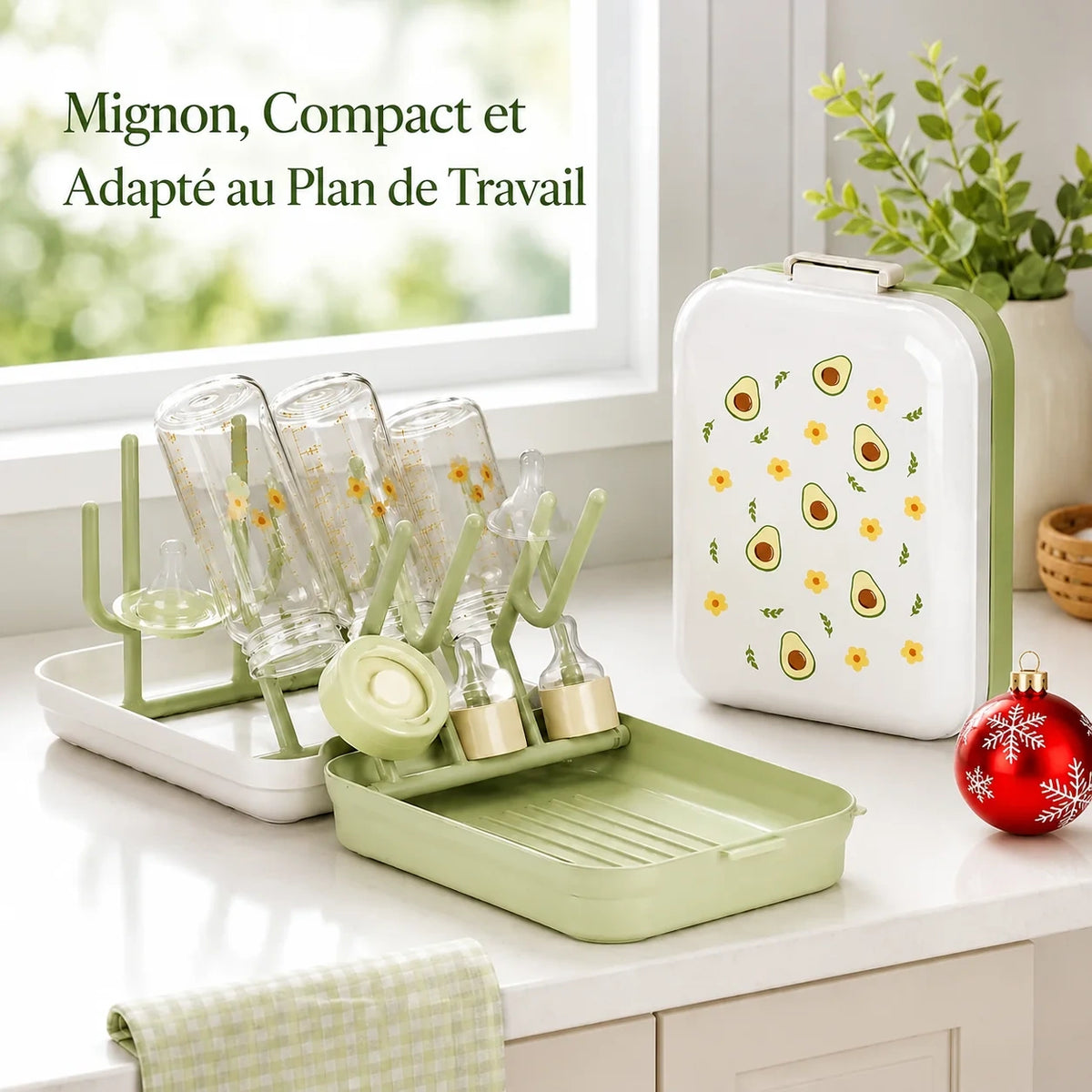 egouttoir biberon vert avec dessin-avocat.