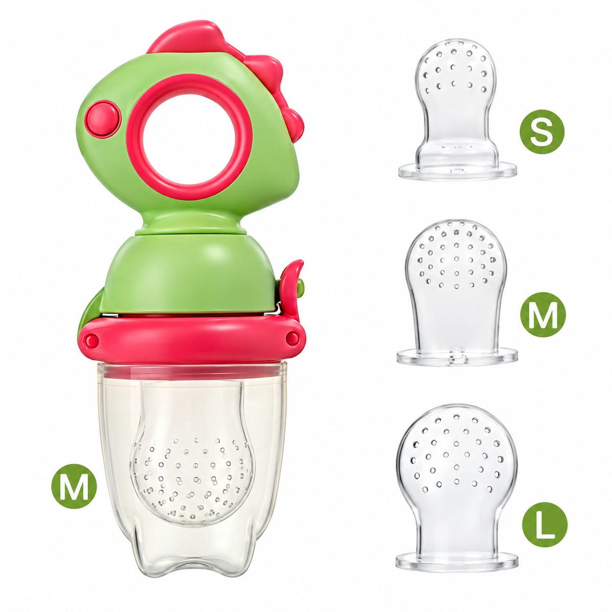 grignoteuse bebe dino vert a trois tetes
