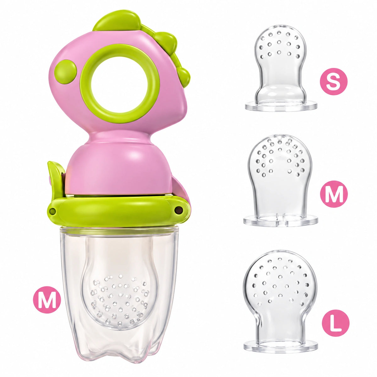 grignoteuse bebe  rose trois dimensions tetes