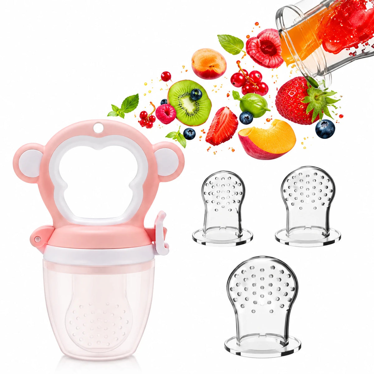 grignoteuse bebe rose accompagne de trois tete
