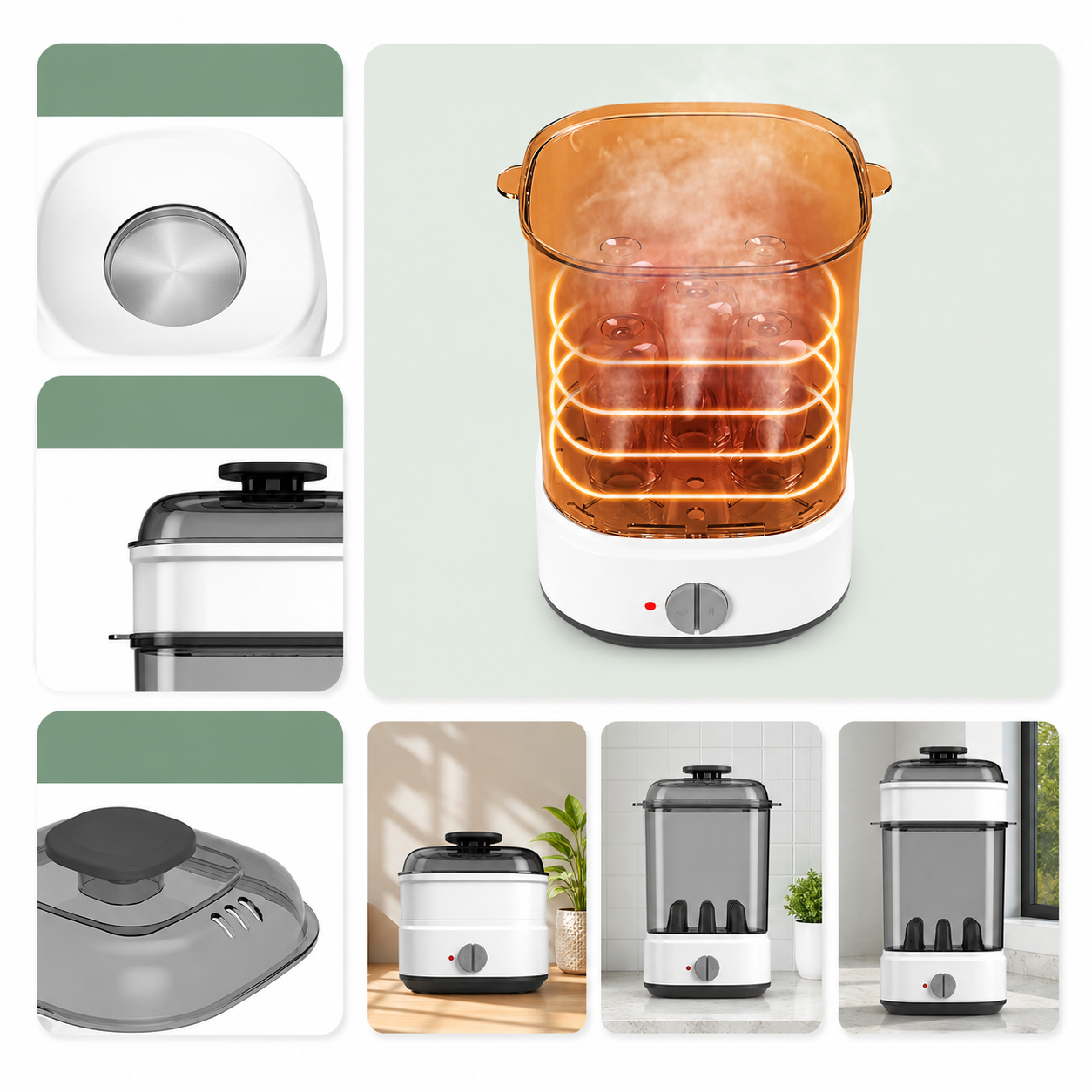 infographie du sterilisateur electrique biberon vapeur polyvalent.