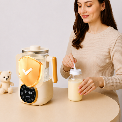madame prepare lait chauffe biberon en fonction
