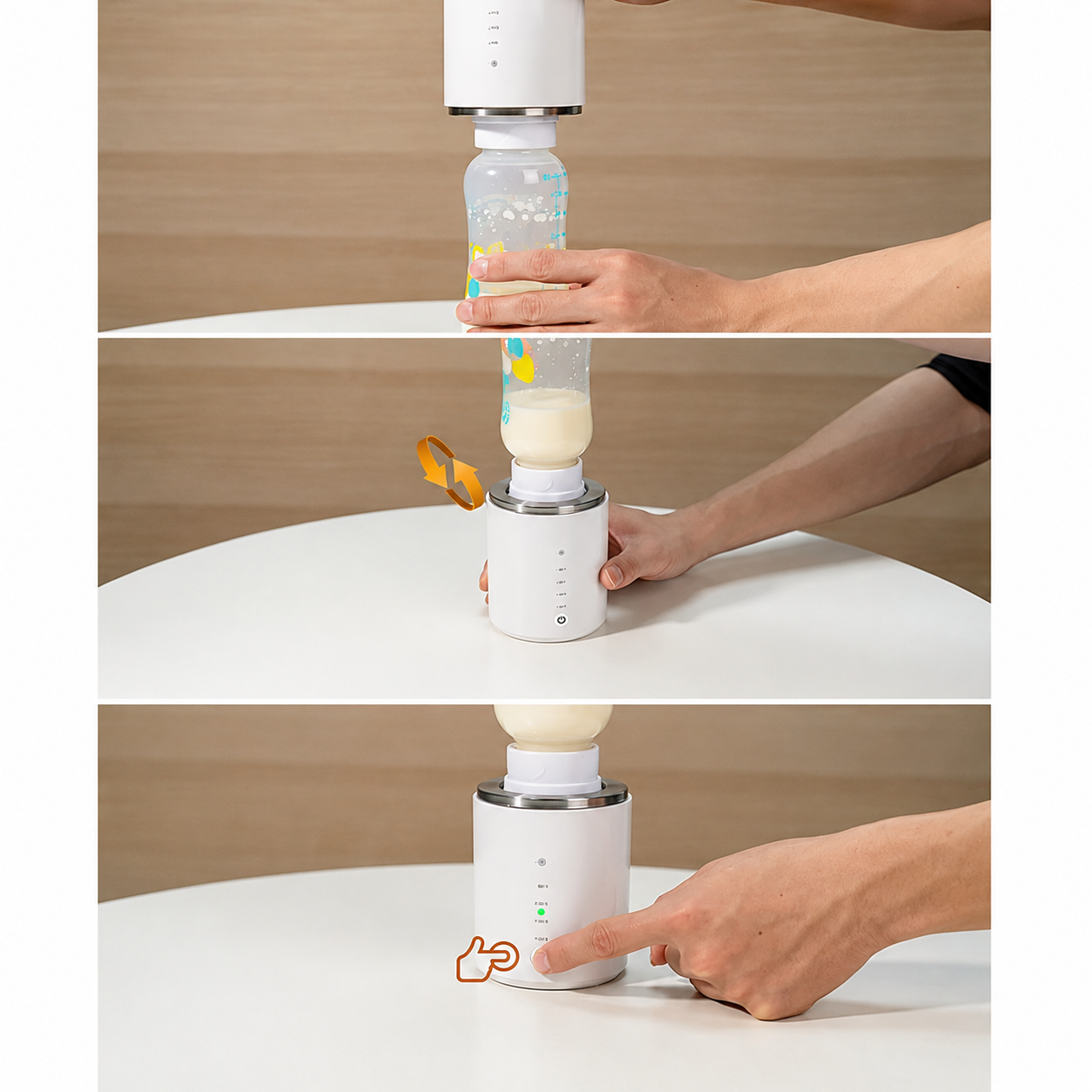 main montre fonctionalite chauffe biberon nomande blanc.