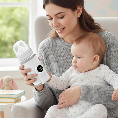 maman porte bebe les deux touchent chauffe biberon portable blanc.