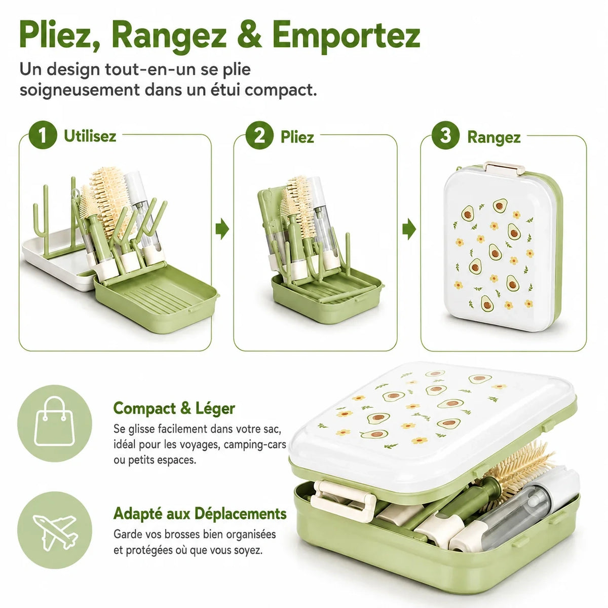 mode utilisation egouttoir biberon vert.